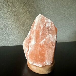 Himalayan Salt Lamp with Wooden Base and USB Plug